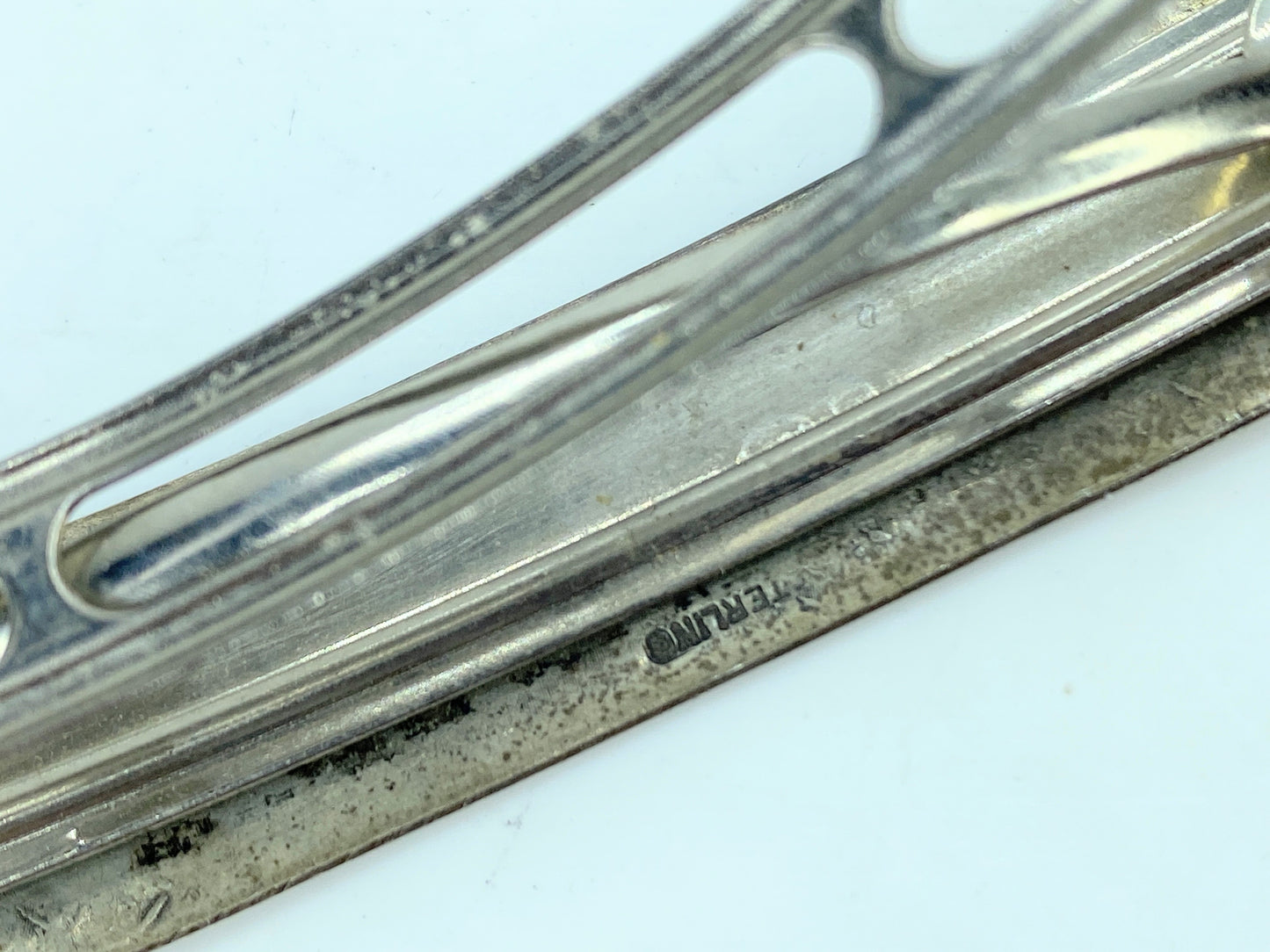 Southwestern Sterling Silver Minimalist Stamp-Patterned adorn barrette 4" SS107