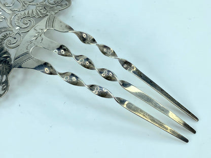 Victorian Hair Comb Sterling Silver Finely Pierced Hair Accessory 5 3/8" SS108