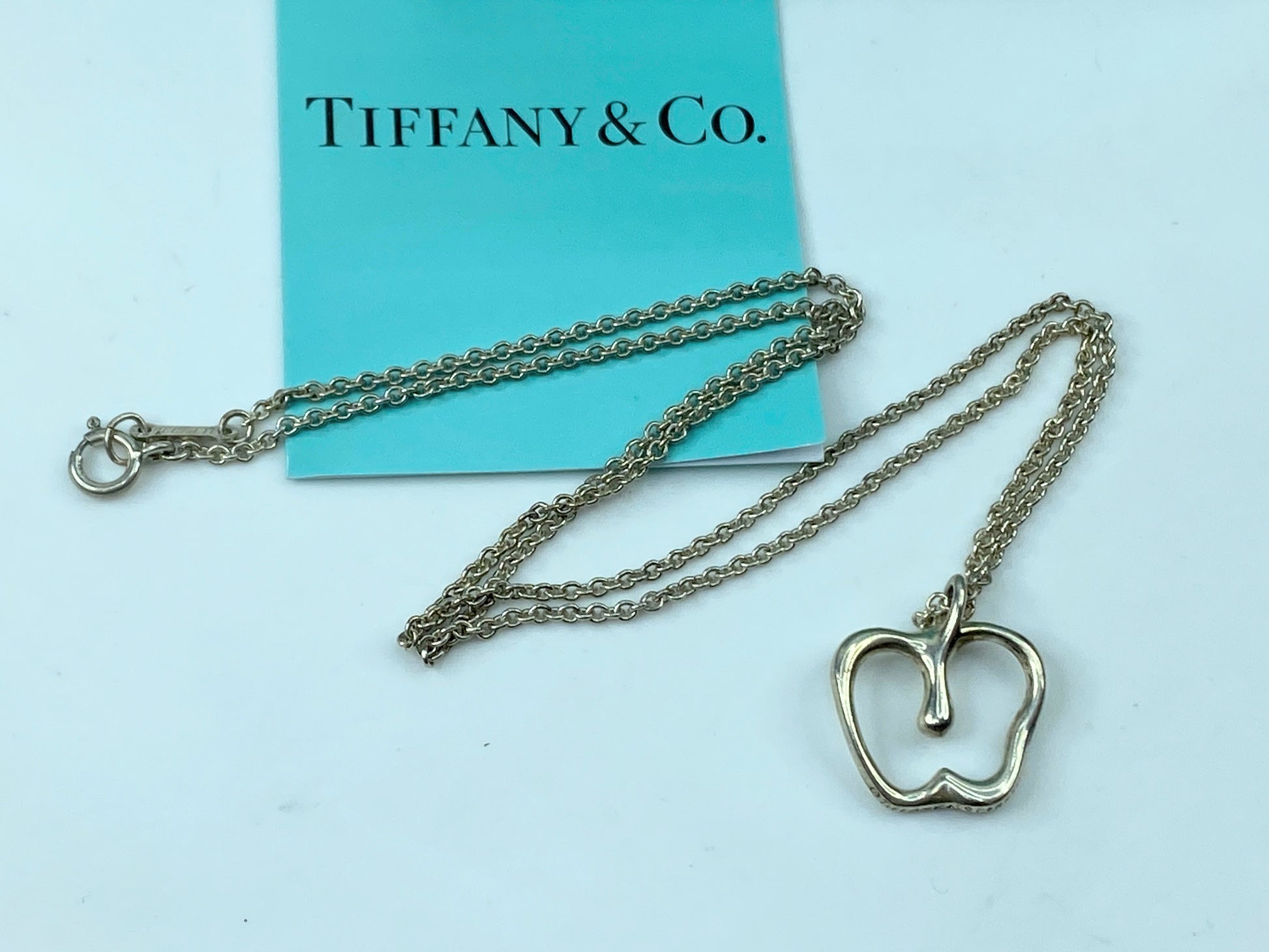 Tiffany & Co. Elsa Peretti Sterling Silver Apple Necklace authentic JR378