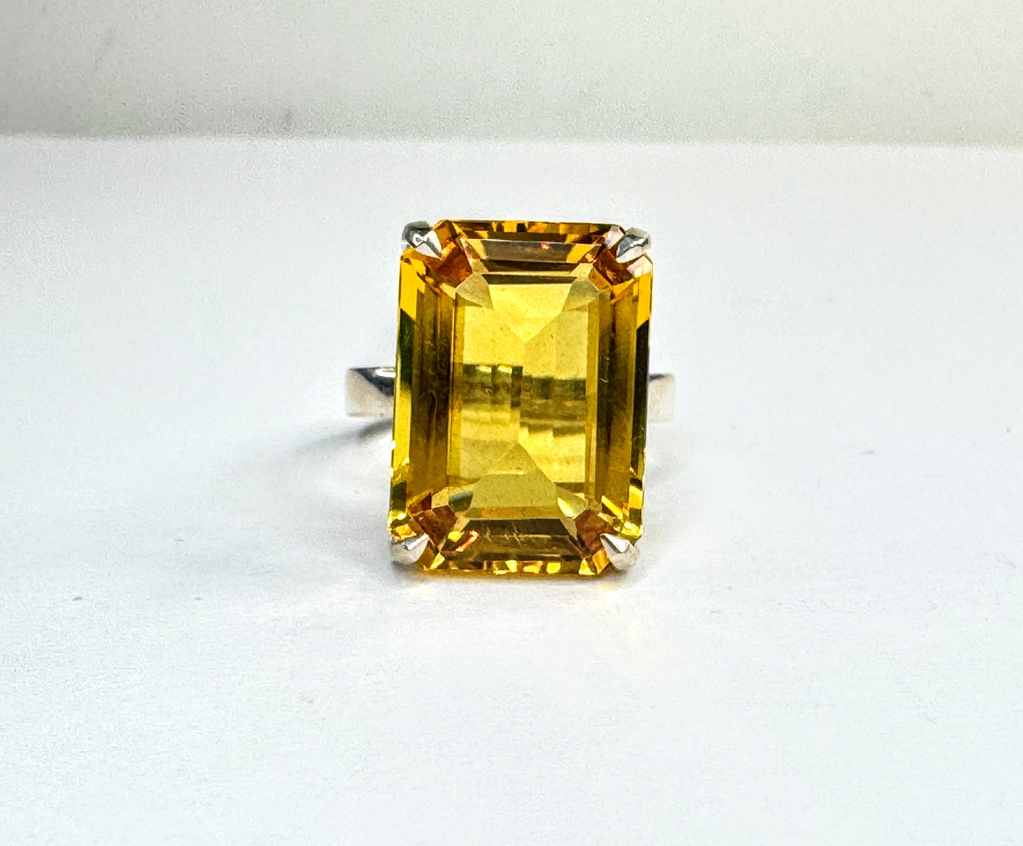 Vintage Tiffany & Co. Sterling Silver Sparklers Citrine Ring 7.1g s7 auth JR1611