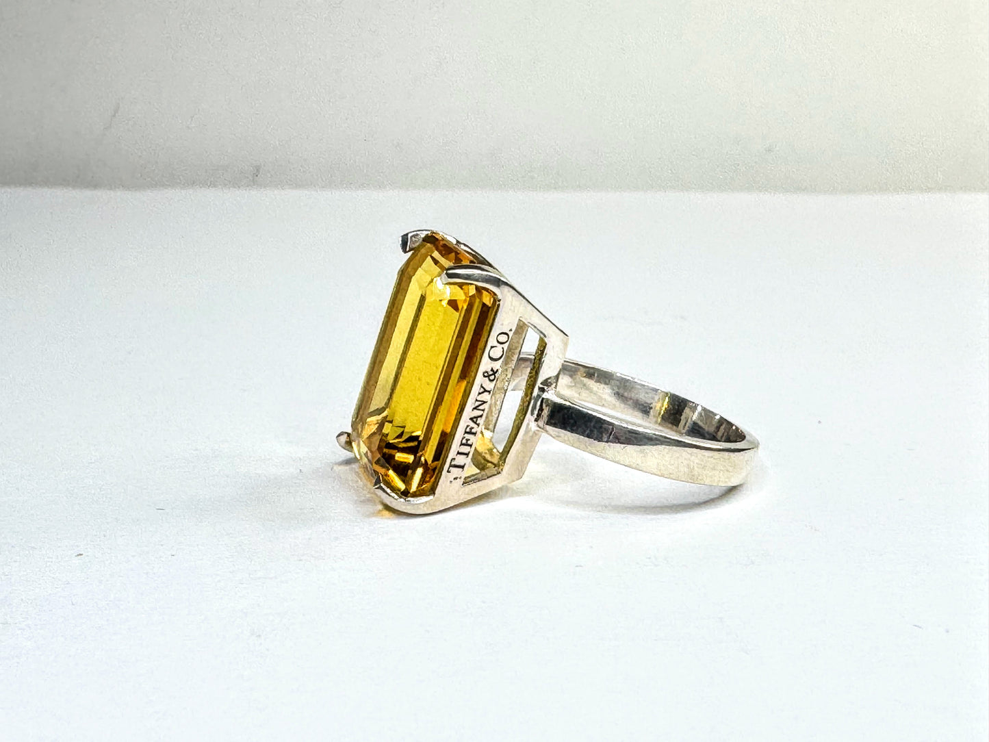 Vintage Tiffany & Co. Sterling Silver Sparklers Citrine Ring 7.1g s7 auth JR1611