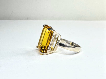 Vintage Tiffany & Co. Sterling Silver Sparklers Citrine Ring 7.1g s7 auth JR1611