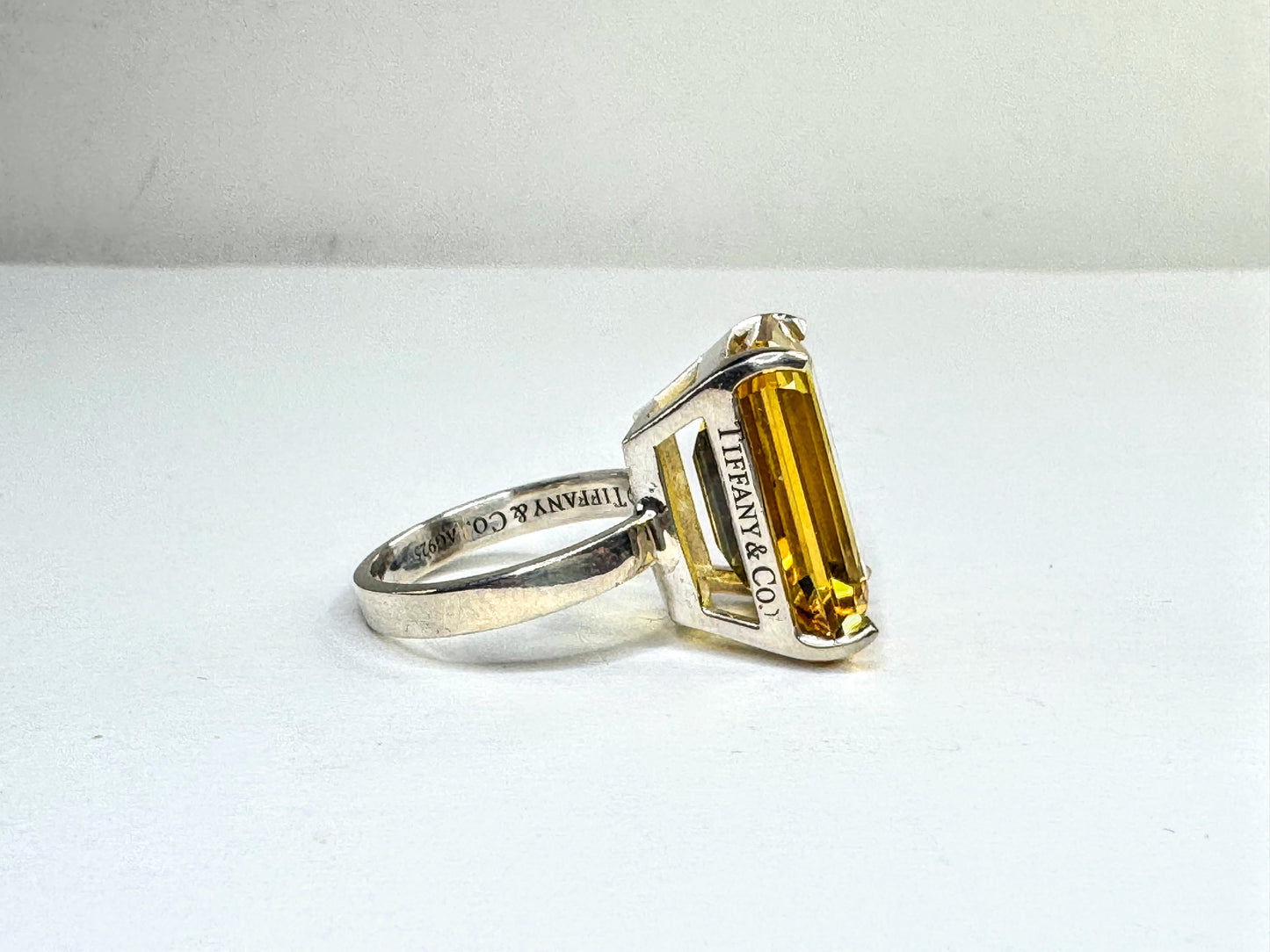 Vintage Tiffany & Co. Sterling Silver Sparklers Citrine Ring 7.1g s7 auth JR1611