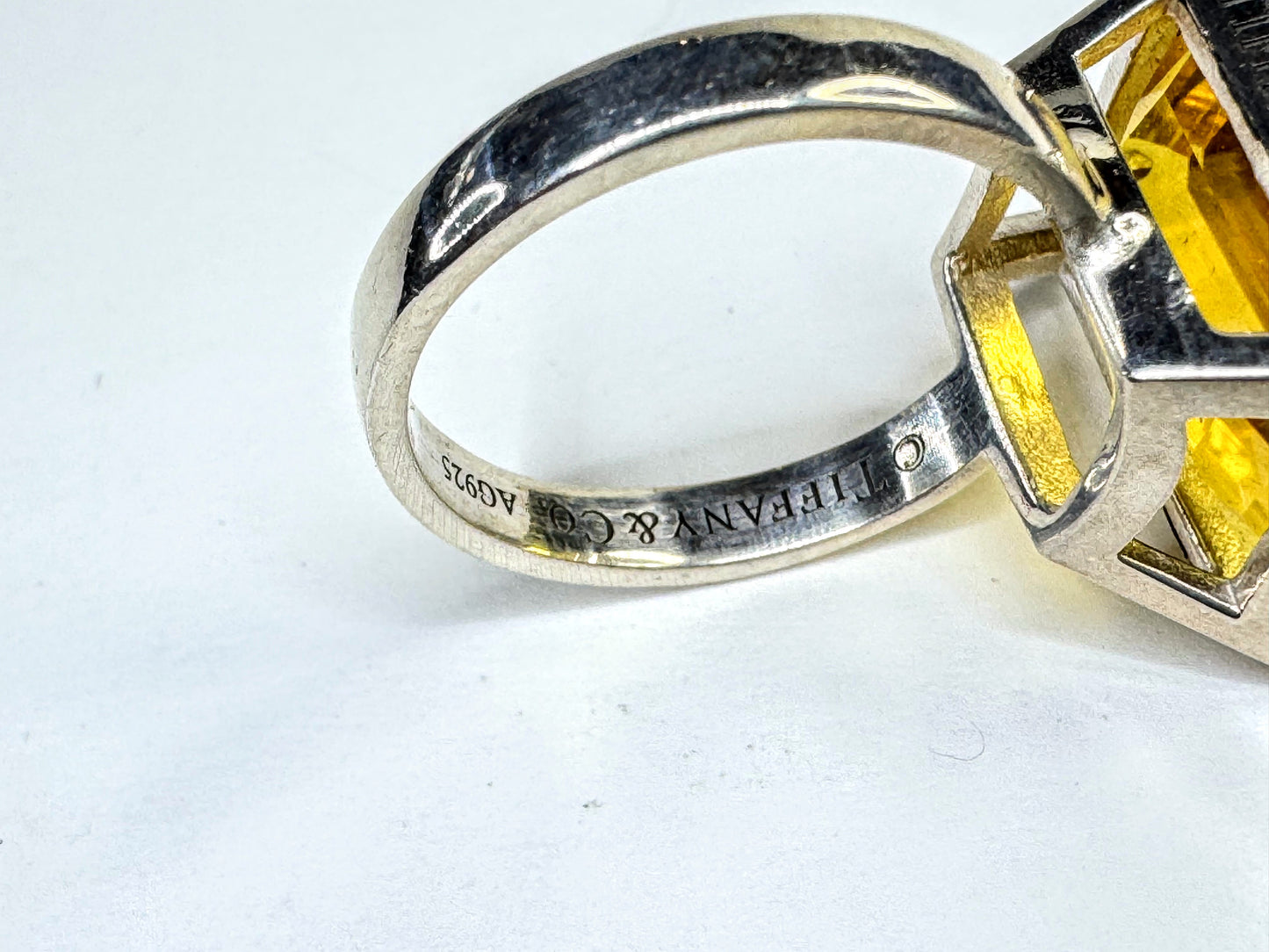 Vintage Tiffany & Co. Sterling Silver Sparklers Citrine Ring 7.1g s7 auth JR1611