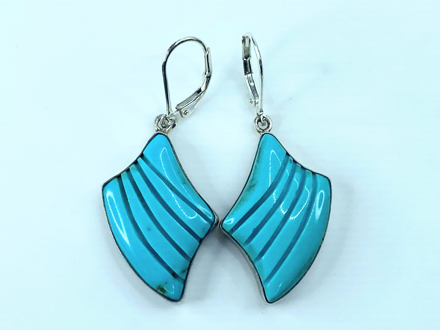 Handmade Sterling 925 natural Turquoise free from design earrings. 10.2g JR9170