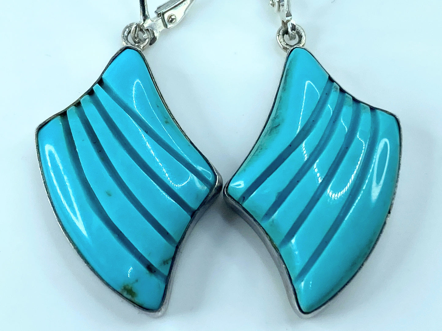 Handmade Sterling 925 natural Turquoise free from design earrings. 10.2g JR9170