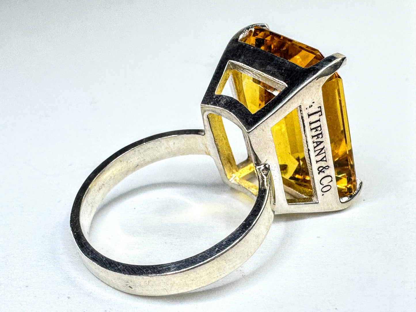Vintage Tiffany & Co. Sterling Silver Sparklers Citrine Ring 7.1g s7 auth JR1611