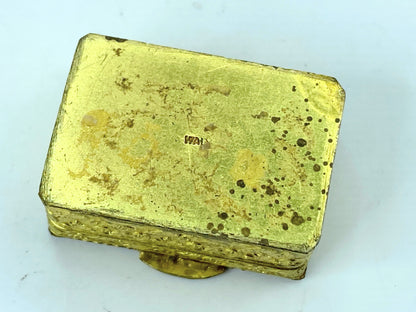 Italian Beautiful antique brass and glass mosaic flower pill box 1.25" GS653