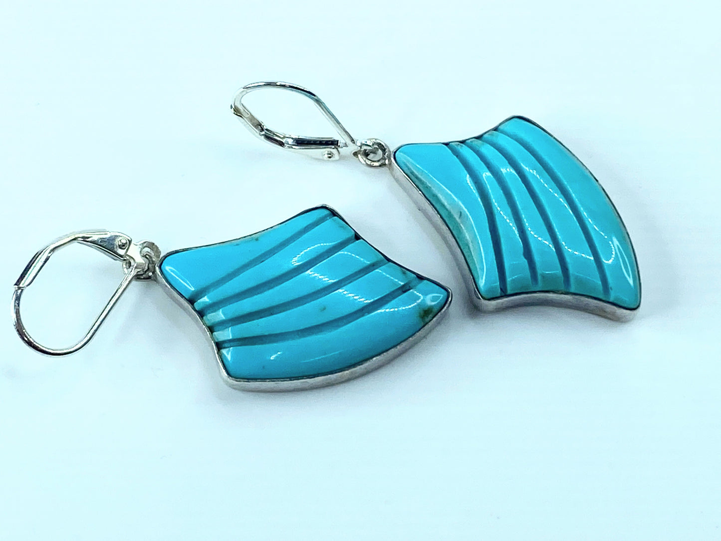 Handmade Sterling 925 natural Turquoise free from design earrings. 10.2g JR9170