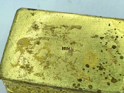 Italian Beautiful antique brass and glass mosaic flower pill box 1.25" GS653