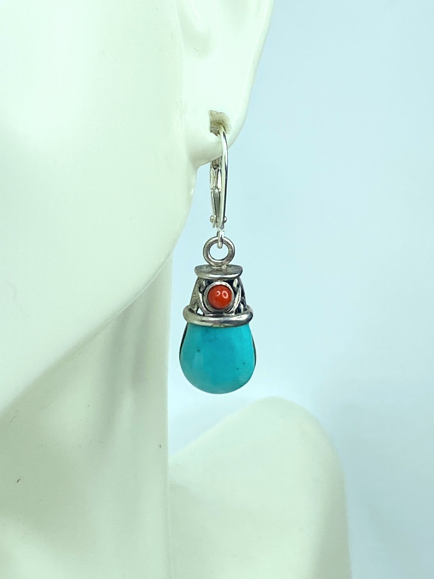 Handmade Sterling 925 natural Turquoise free from design earrings. 10.2g JR9170