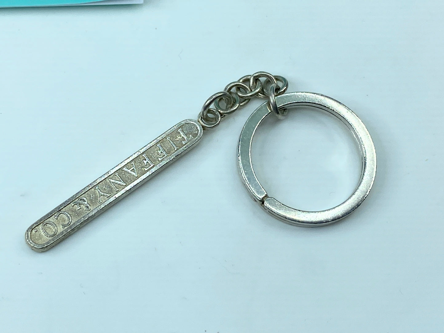 Tiffany & Co. Sterling Silver Bar Key Ring/Ring with Tiffany Case 15.1g JR380