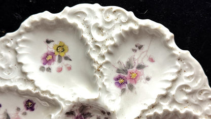 Antique Limoges Oyster Plate Floral Relief Embossed Wells A893