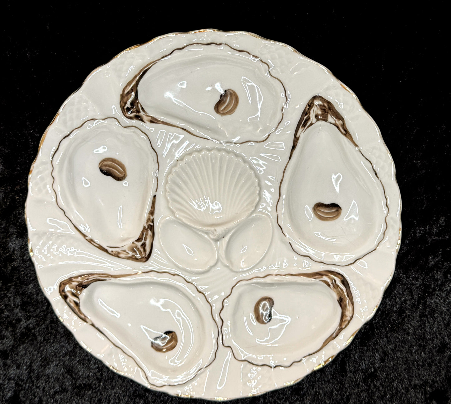 Antique German Oyster Plate “Registrirt” Marked Numbered 0162 5 A930