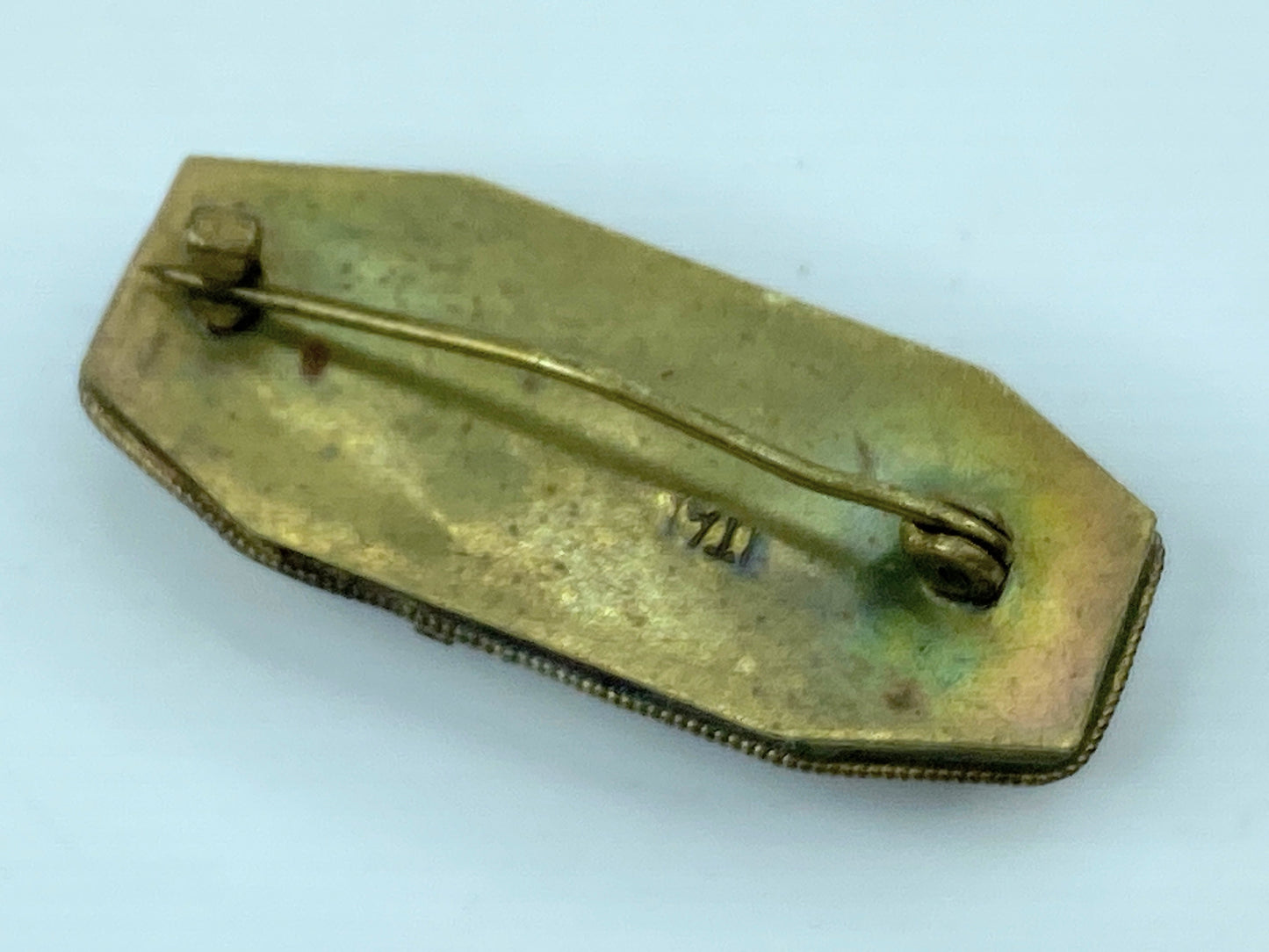 Antique Intricate Ornate Micro Mosaic Pin Brooch Italy Brass Micromosaic GS656