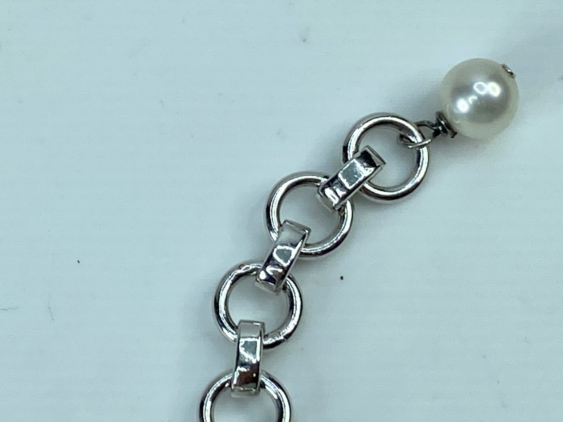 Tiffany & Co. Sterling silver Retired Iridesse Pearl bezel link bracelet JR382