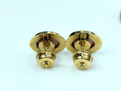 Art Deco 14K gold hand carved seashell Victoria grace matching set in box JR976