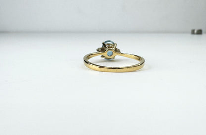 Simple 14K yellow Gold Topaz/2-Diamonds Ring JR9399