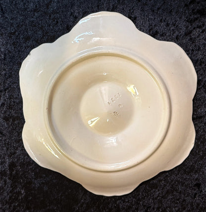 Antique French Longchamp Majolica Oyster Plate Beige Floral 9.75" A932