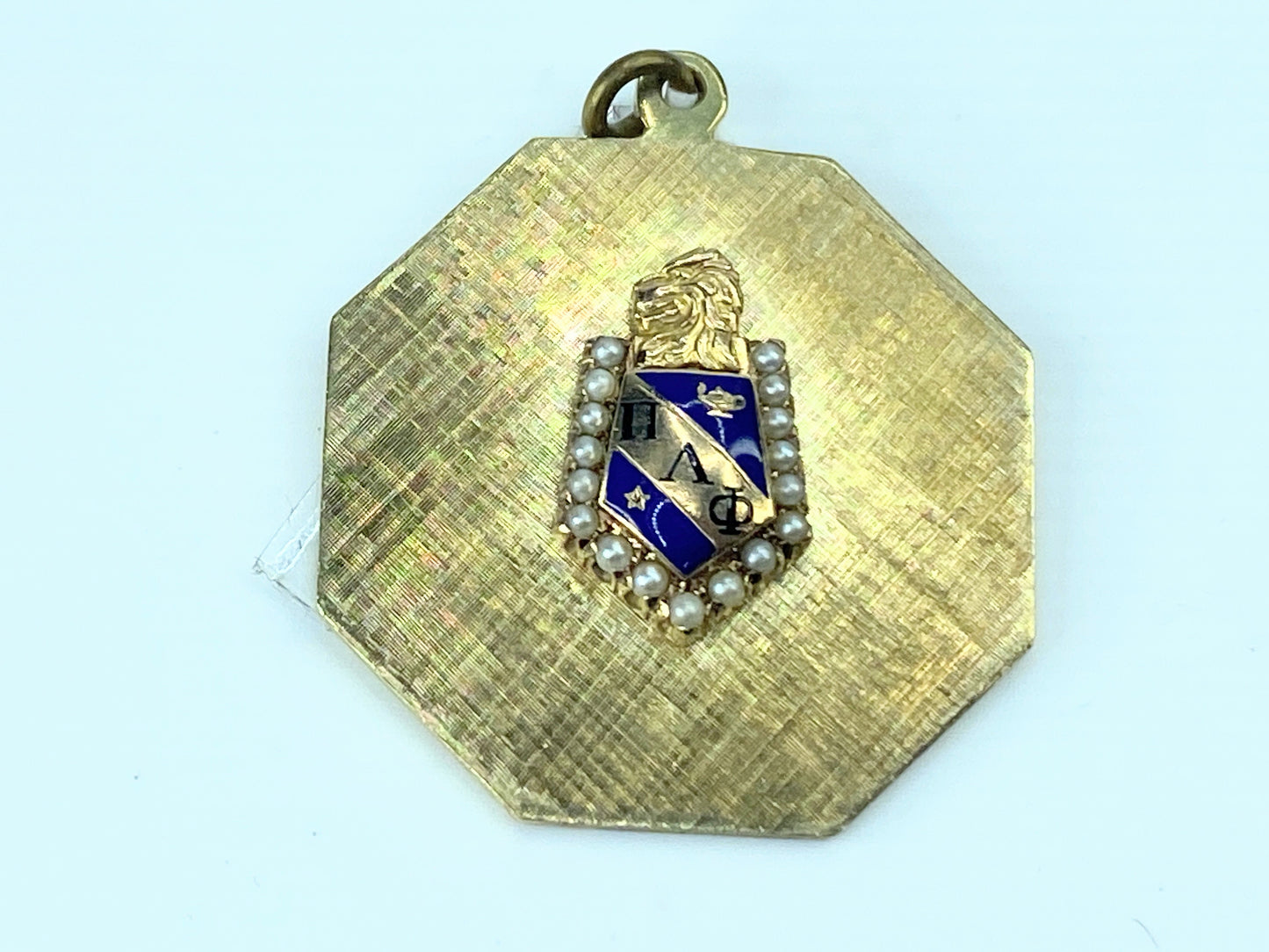 14K Navy blue enamel Seed pearl Pi Lambda Phi fraternity badge pendant JR9172