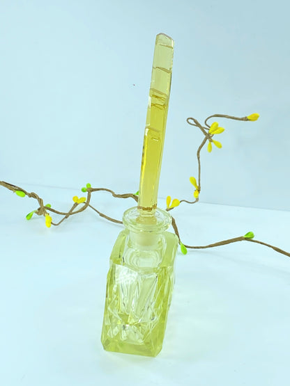 c1950's Art Glass yellow transparent crystal perfume glass bottle 6 1/4"