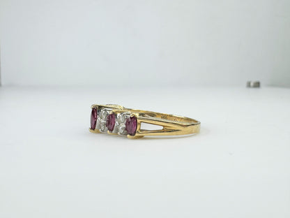 14K Yellow Gold Diamond Ruby Ring 3.4g s8 JR9400