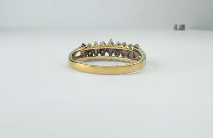 14K Yellow Gold Diamond Ruby Ring 3.4g s8 JR9400