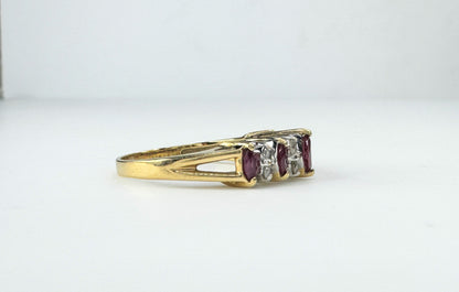 14K Yellow Gold Diamond Ruby Ring 3.4g s8 JR9400