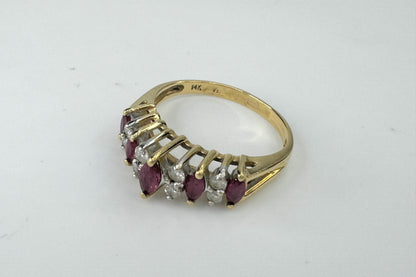 14K Yellow Gold Diamond Ruby Ring 3.4g s8 JR9400