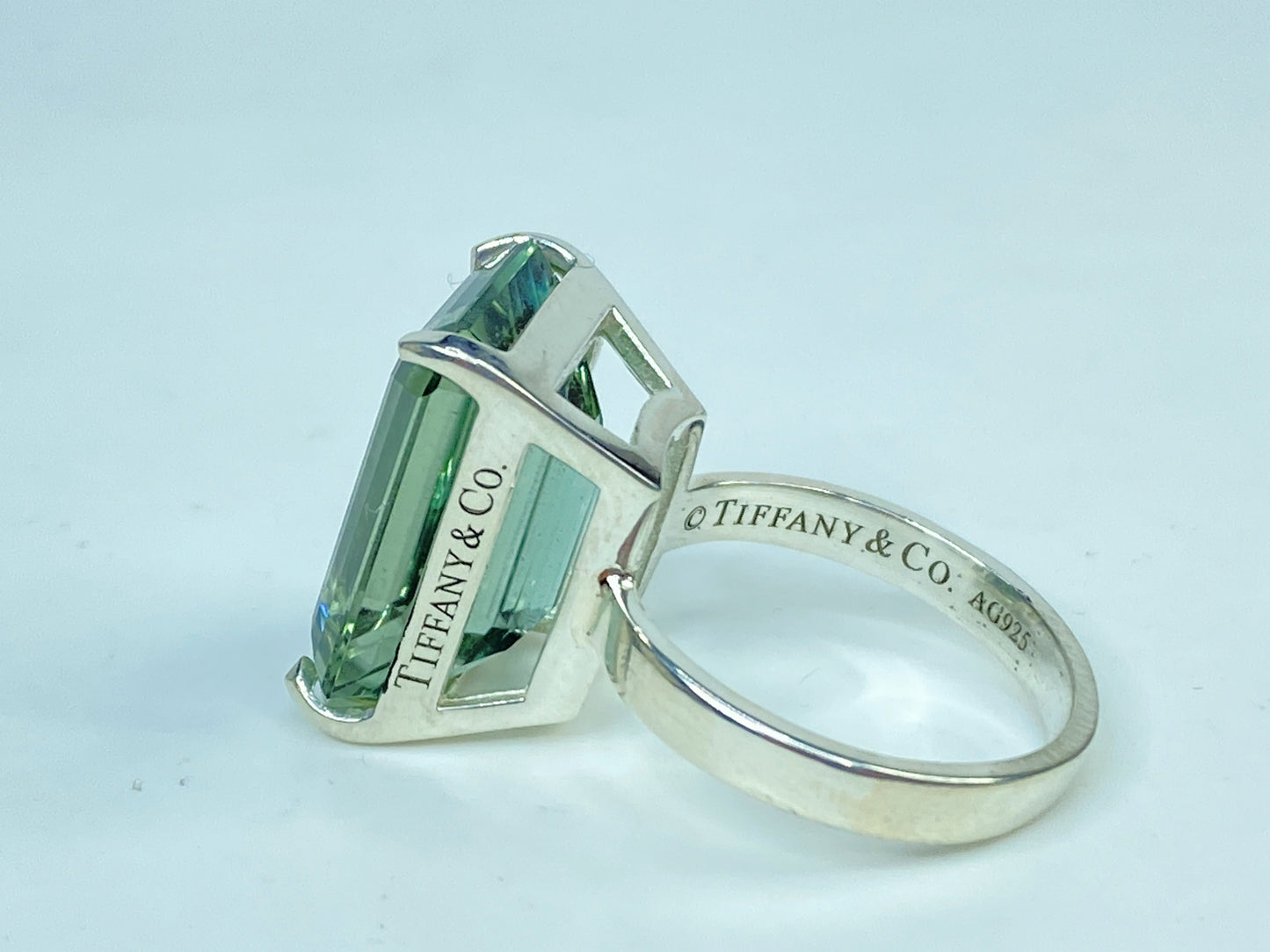 Vintage Tiffany Green Amethyst Ring 10 Carat Emerald Cut Prasiolite 7.3g JR978