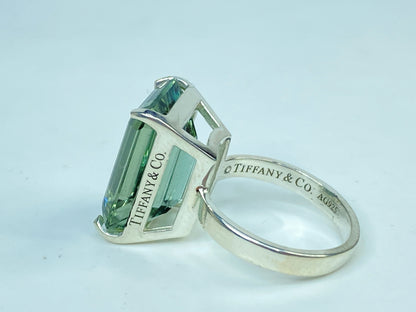 Vintage Tiffany Green Amethyst Ring 10 Carat Emerald Cut Prasiolite 7.3g JR978