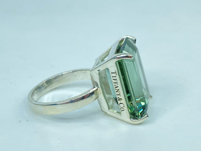 Vintage Tiffany Green Amethyst Ring 10 Carat Emerald Cut Prasiolite 7.3g JR978