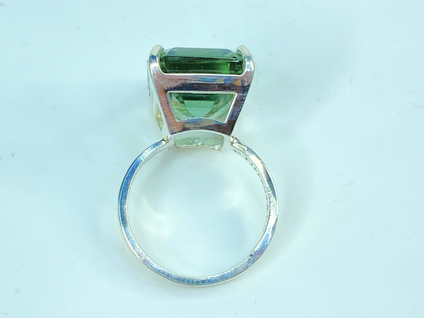 Vintage Tiffany Green Amethyst Ring 10 Carat Emerald Cut Prasiolite 7.3g JR978