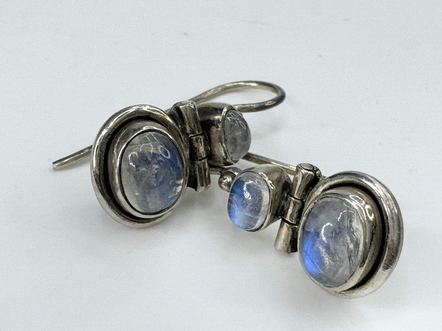 Sterling silver 925 Rainbow Moonstone cabochon earrings JR9401