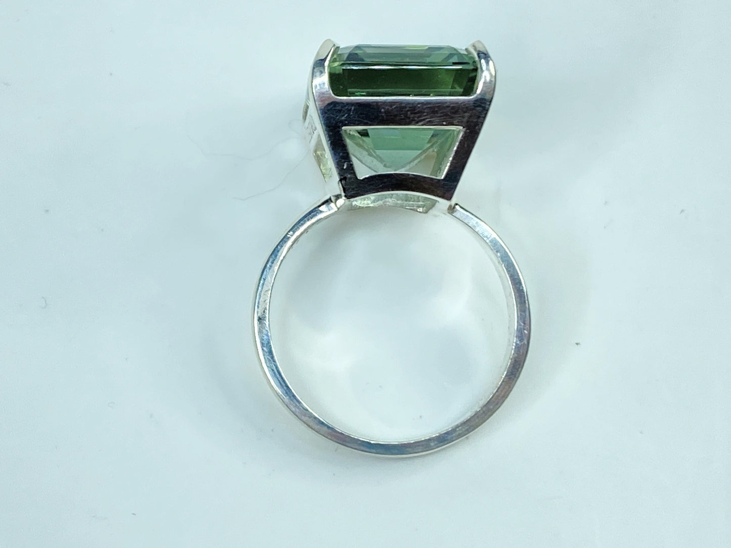 Vintage Tiffany Green Amethyst Ring 10 Carat Emerald Cut Prasiolite 7.3g JR978