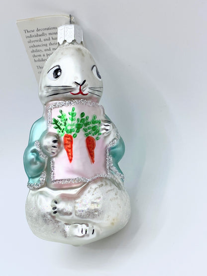 Christopher Radko 1992 “SHY RABBIT” Ornament Rabbit With Carrots Easter 4" XN60