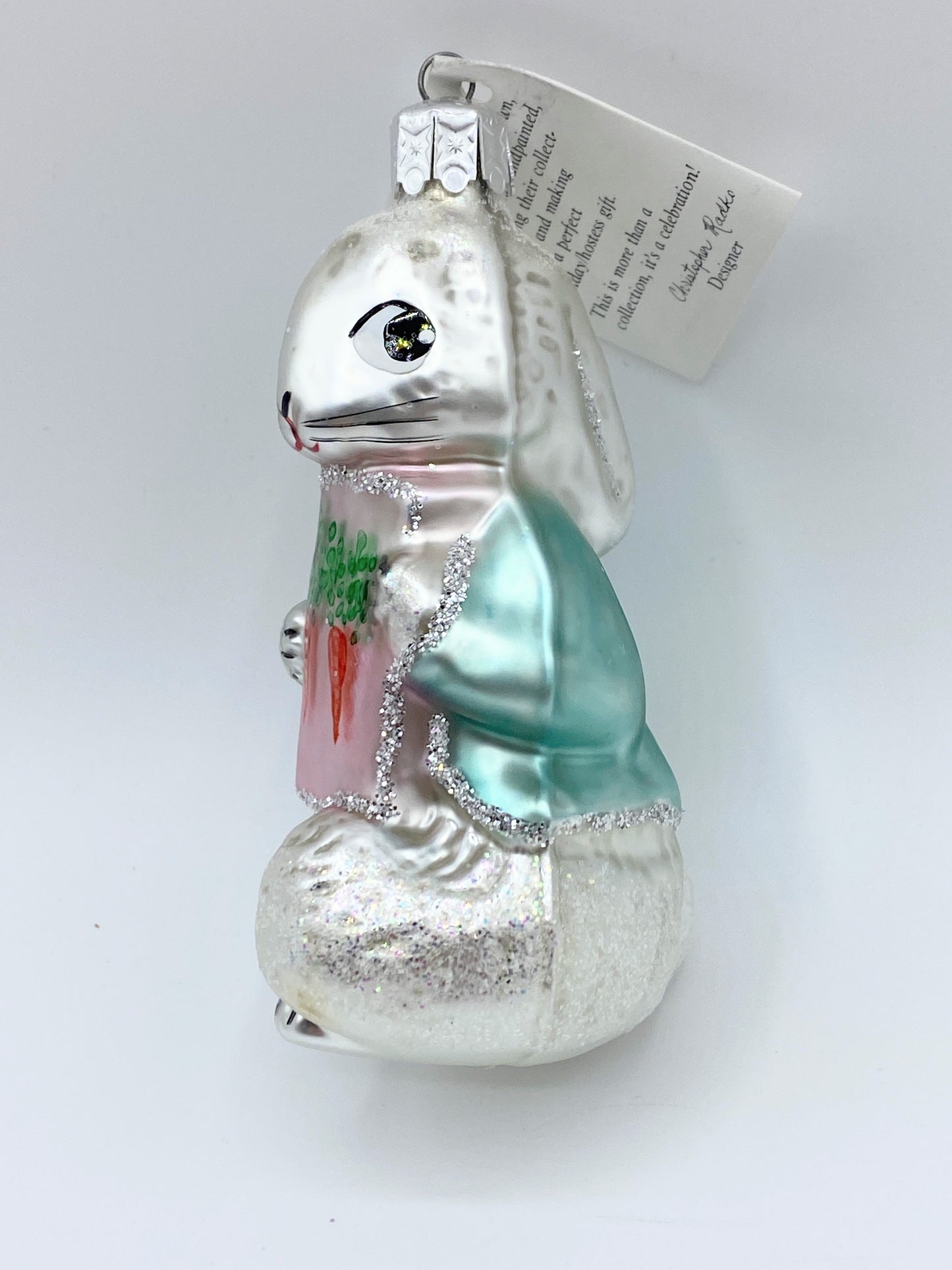 Christopher Radko 1992 “SHY RABBIT” Ornament Rabbit With Carrots Easter 4" XN60