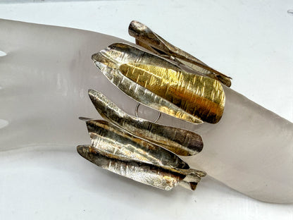 Sterling Silver Tree Bark Panel Bracelet Signed Lou Originals design JR1520