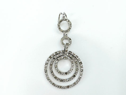 White Gold Diamond Multi-Circle Eternity Drop Pendant 10K 1/4ct 2.4g JR9403