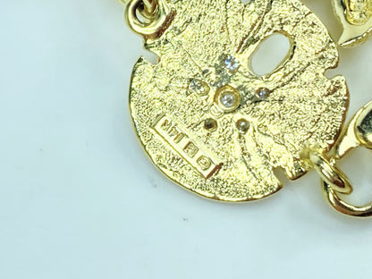 14K gold Sea Life 0.5ct Diamond Large Shell, Starfish, Sea Dollar bracelet JR979