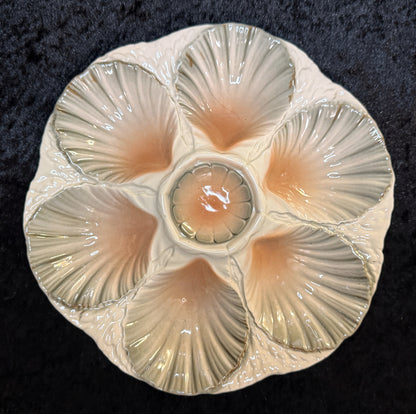 Vintage Sarreguemines France Oyster Plate Majolica 9.125” A941