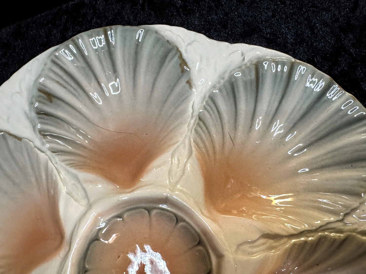 Vintage Sarreguemines France Oyster Plate Majolica 9.125” A941