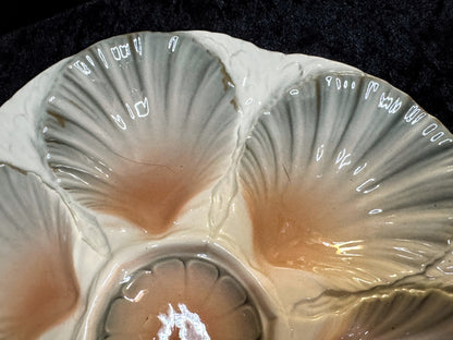Vintage Sarreguemines France Oyster Plate Majolica 9.125” A941