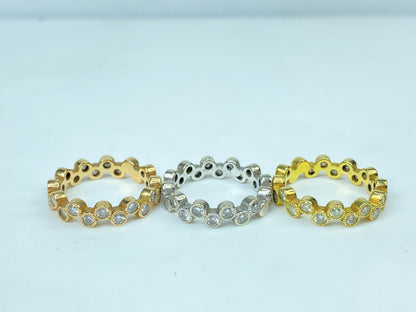 18k Tricolour 2.07ct diamond triple Eternity stackable band 11.8g s6.5 JR980