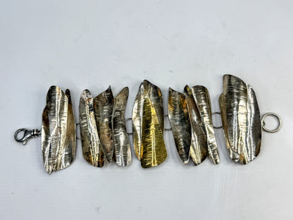 Sterling Silver Tree Bark Panel Bracelet Signed Lou Originals design JR1520