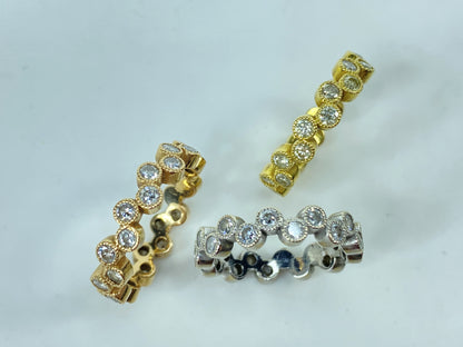 18k Tricolour 2.07ct diamond triple Eternity stackable band 11.8g s6.5 JR980