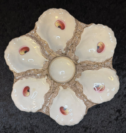 Antique Limoges Oyster Plate Hand Painted Shell Motif 8.75" A937