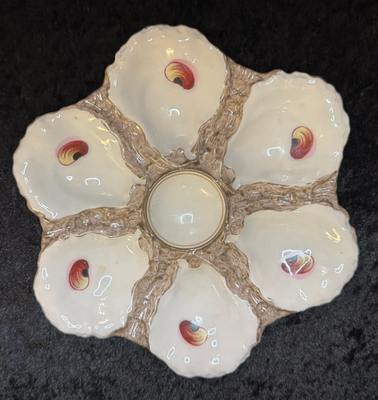 Antique Limoges Oyster Plate Hand Painted Shell Motif 8.75" A937