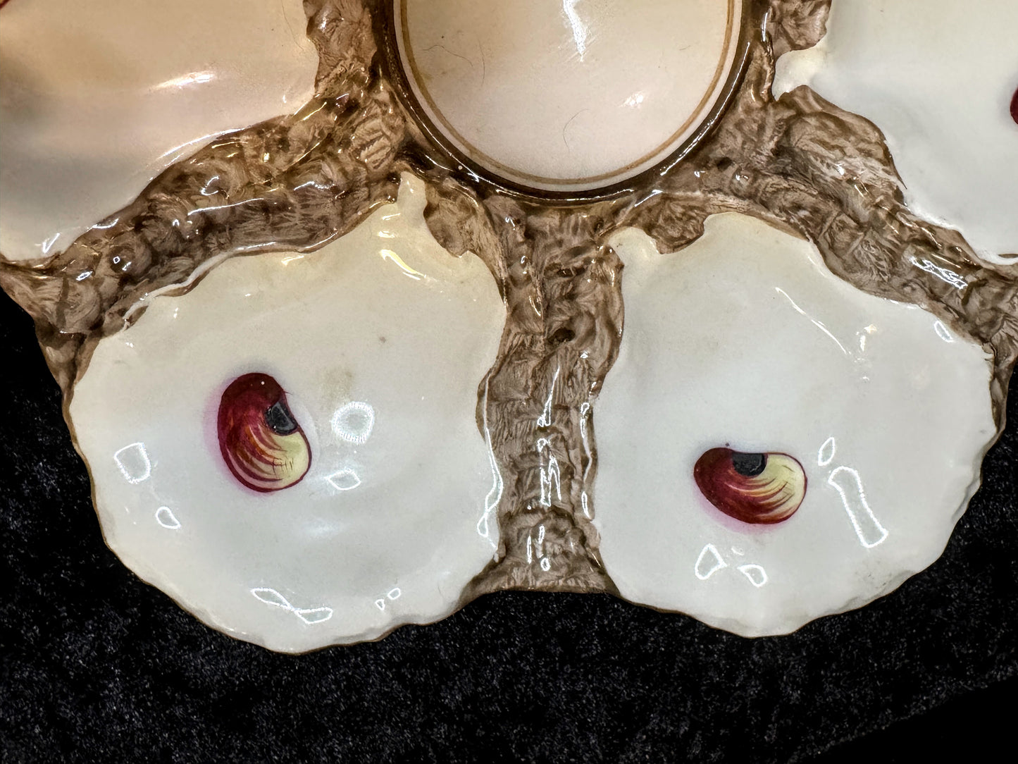 Antique Limoges Oyster Plate Hand Painted Shell Motif 8.75" A937