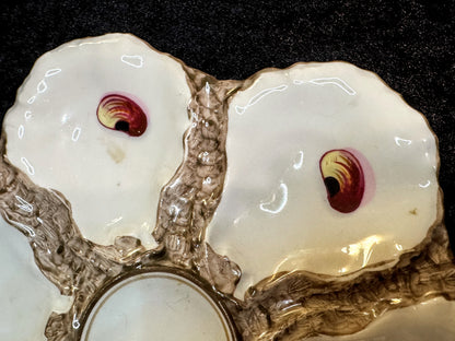 Antique Limoges Oyster Plate Hand Painted Shell Motif 8.75" A937
